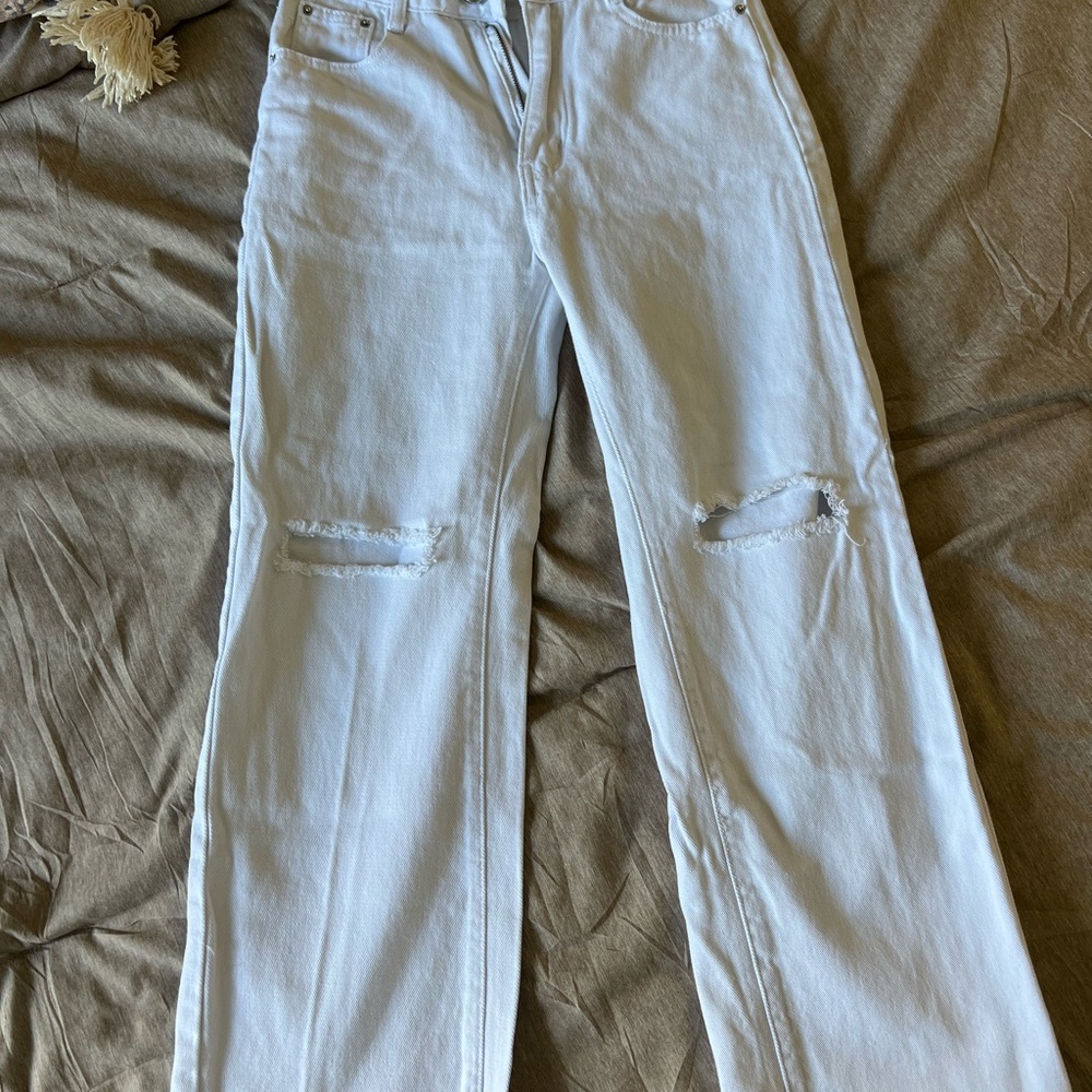 Women's White Distressed Jeans